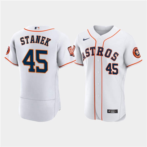 Men's Houston Astros #45 Ryne Stanek White 60th Anniversary Flex Base Stitched Baseball Jersey